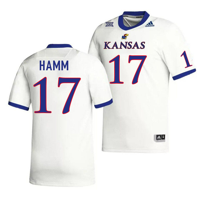 Men #17 Jaden Hamm Kansas Jayhawks College Football Jerseys Stitched Sale-White